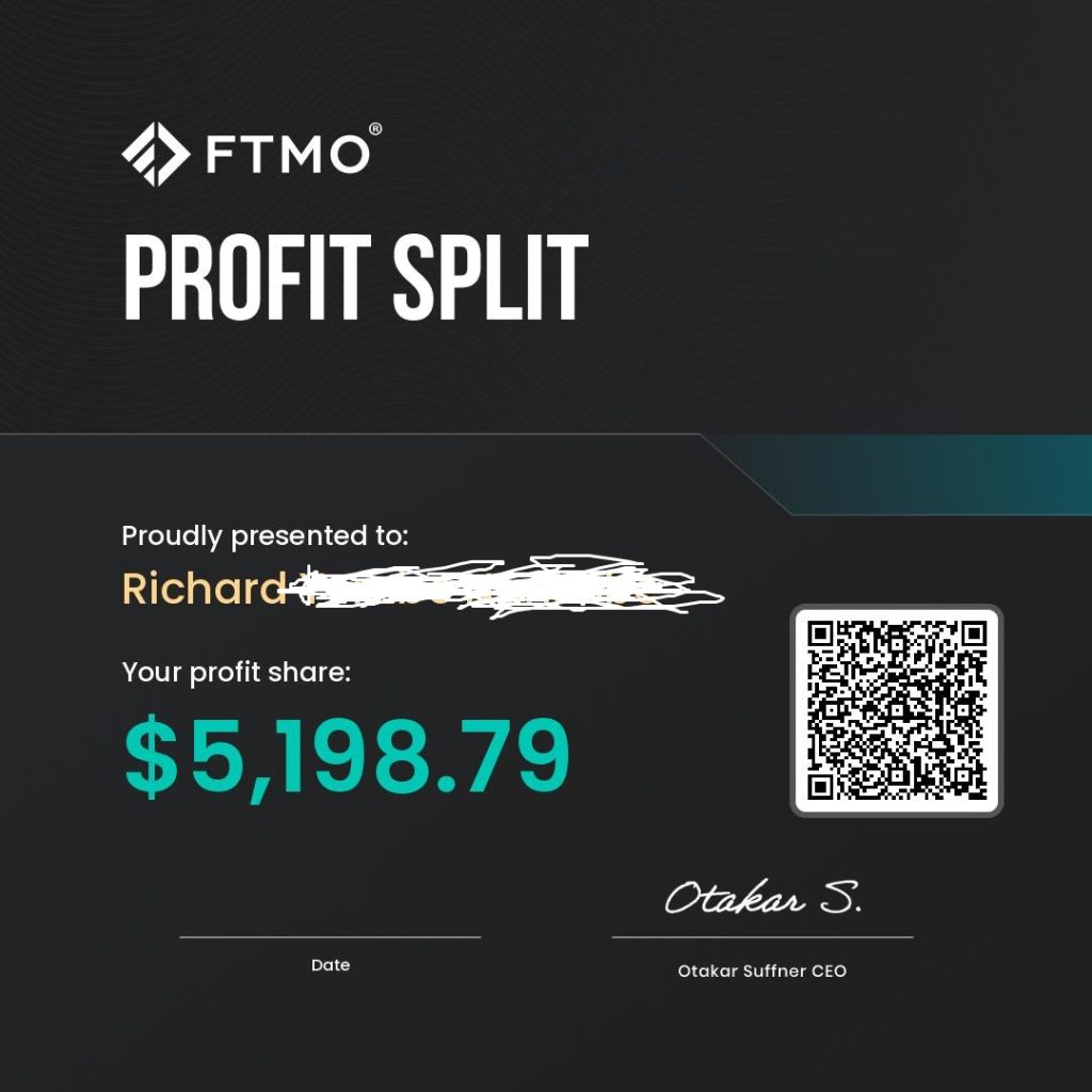 FTMO Payout Certificate